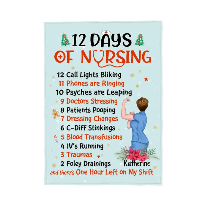 Personalized Blanket, 12 Days Of Nursing, Christmas Gift For Nurses