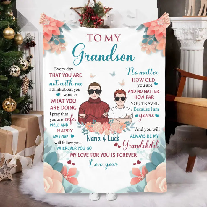 To My Grandson/Granddaughter from Grandma - Personalized Gifts Custom Blanket for Grandson, for Granddaughter