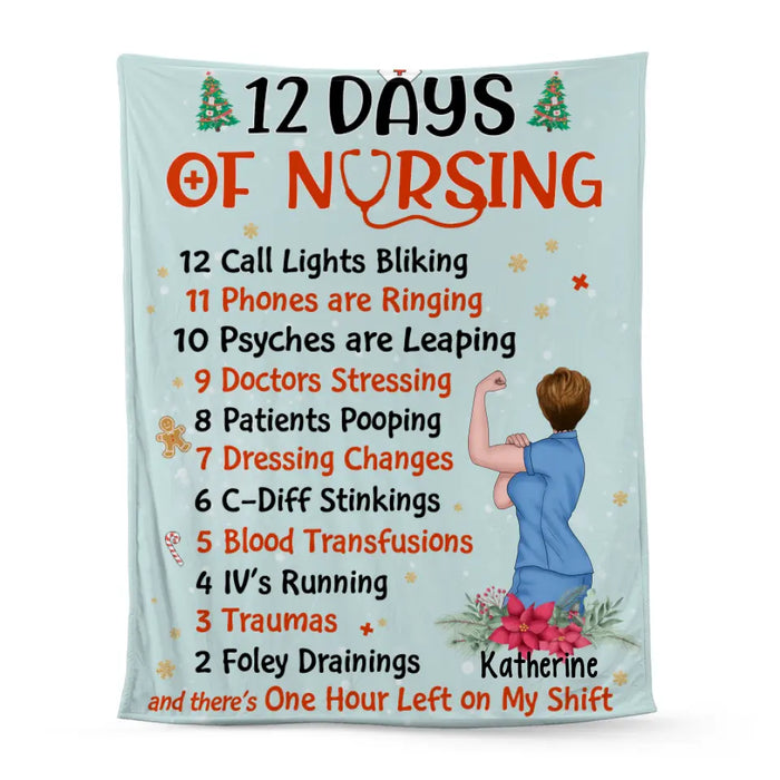 Personalized Blanket, 12 Days Of Nursing, Christmas Gift For Nurses