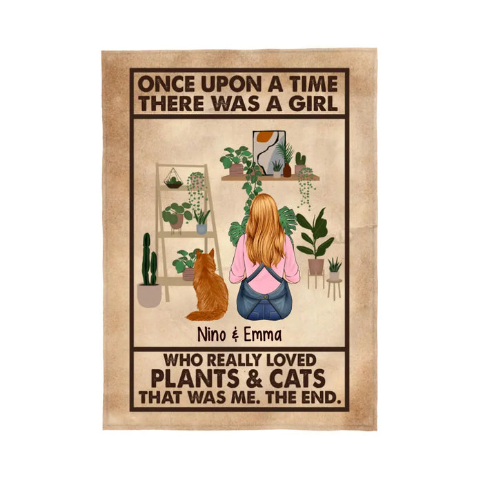 Personalized Blanket, A Girl Who Really Loved Plants And Cats, Gift For Gardeners And Cat Lovers