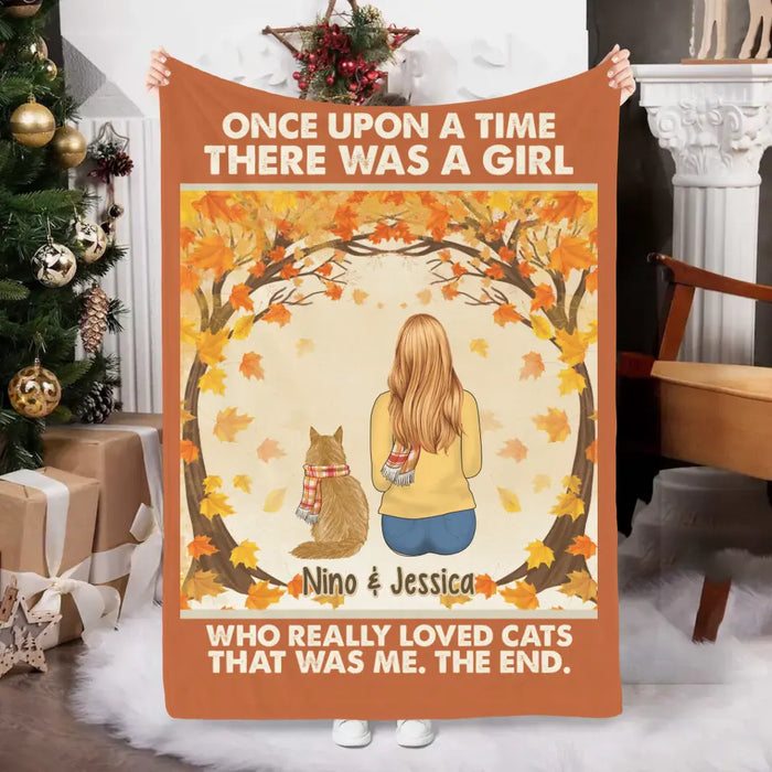 Personalized Blanket, Once Upon A Time There Was A Girl Who Really Loves Cats - Fall Gift, Gift For Cat Lovers