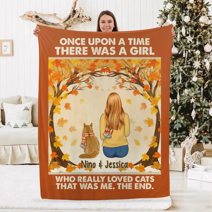 Personalized Blanket, Once Upon A Time There Was A Girl Who Really Loves Cats - Fall Gift, Gift For Cat Lovers