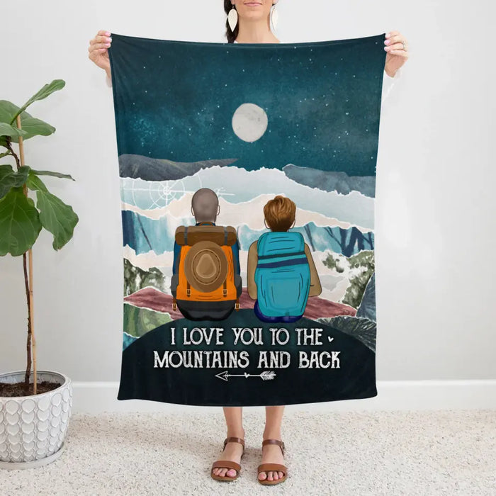 Personalized Blanket, Hiking Couple On Top Of Mountain, Gifts For Hiking Lovers