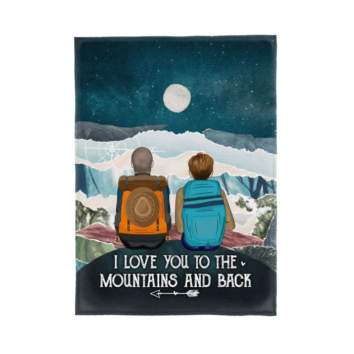 Personalized Blanket, Hiking Couple On Top Of Mountain, Gifts For Hiking Lovers