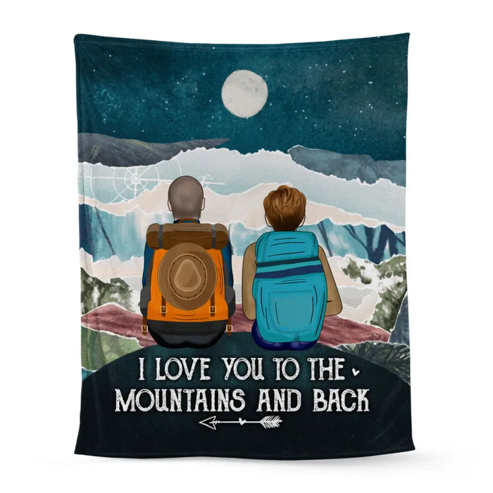 Personalized Blanket, Hiking Couple On Top Of Mountain, Gifts For Hiking Lovers