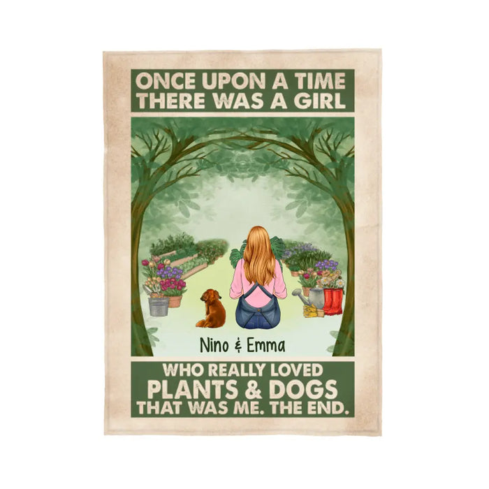 Personalized Blanket, Once Upon A Time There Was A Girl Who Really Loved Plants And Dogs, Gift For Gardeners And Dog Lovers