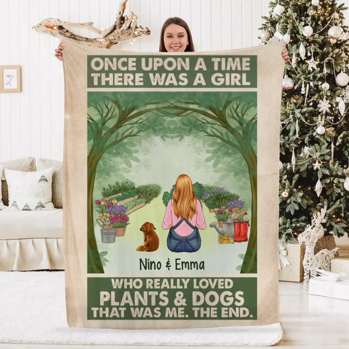 Personalized Blanket, Once Upon A Time There Was A Girl Who Really Loved Plants And Dogs, Gift For Gardeners And Dog Lovers