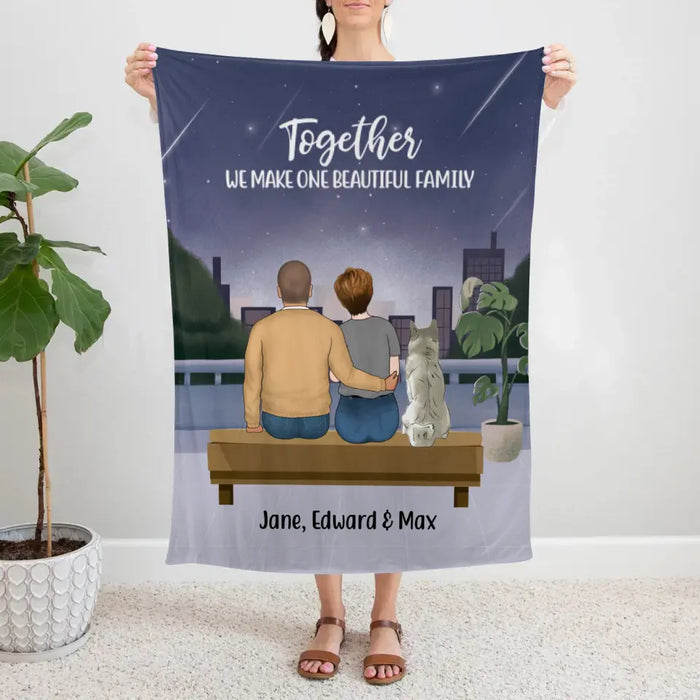 Personalized Blanket, Family Sitting Together, Gift for Whole Family