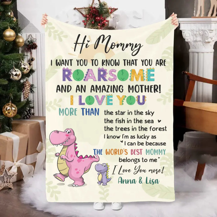 Hi Mommy-Daddy Roarsome I Love You - Personalized Gifts Custom Blanket for Mom for Mom