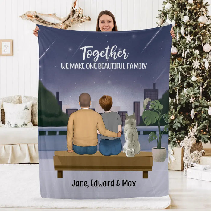 Personalized Blanket, Family Sitting Together, Gift for Whole Family