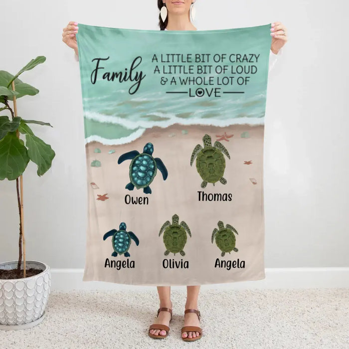 Personalized Blanket, Turtle Family On The Sea, Gifts For Sea Turtle Lovers