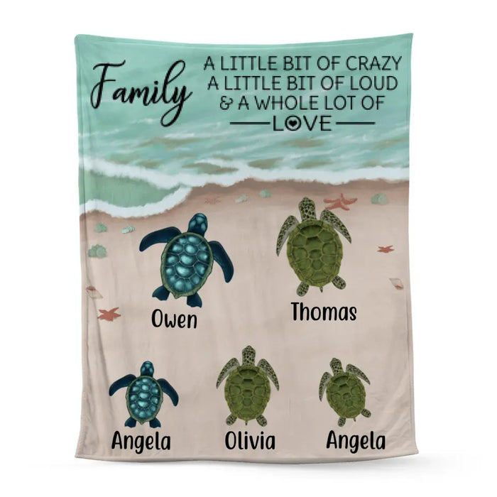 Personalized Blanket, Turtle Family On The Sea, Gifts For Sea Turtle Lovers