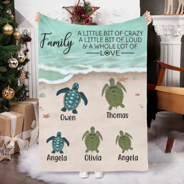 Personalized Blanket, Turtle Family On The Sea, Gifts For Sea Turtle Lovers