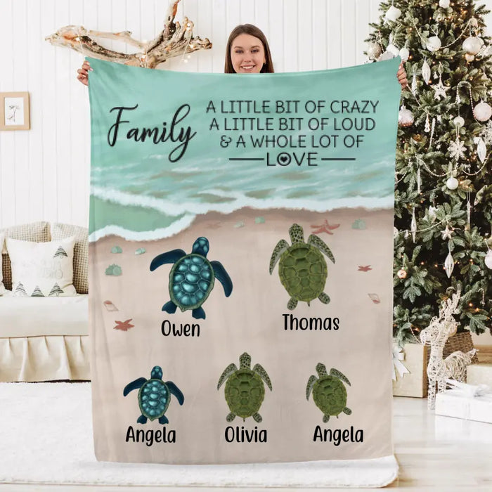 Personalized Blanket, Turtle Family On The Sea, Gifts For Sea Turtle Lovers