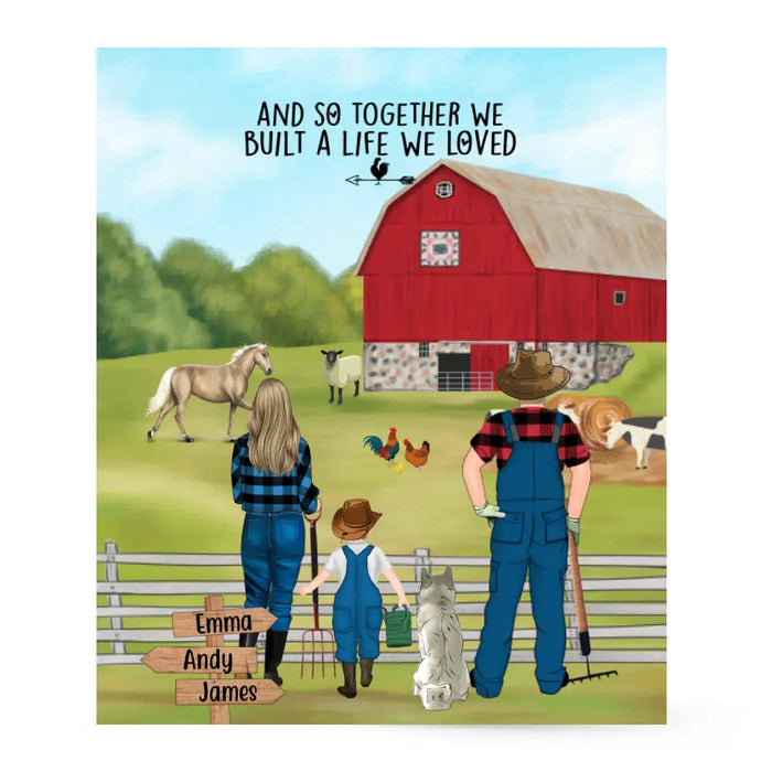 Personalized Blanket, Farming Family With Animals, Gift For Farmers