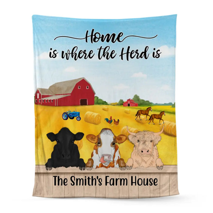 Personalized Blanket, Cow Peeking Farm, Gift For Farmers, Cow Lovers