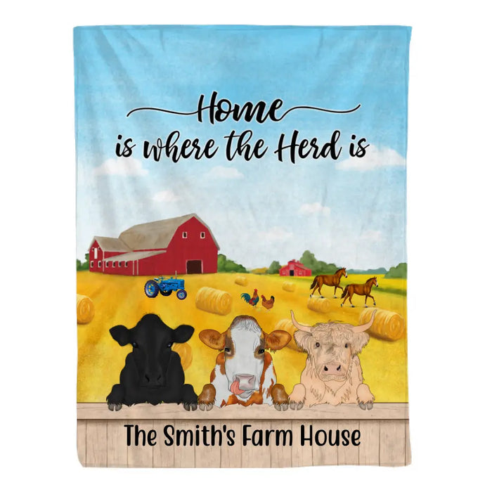 Personalized Blanket, Cow Peeking Farm, Gift For Farmers, Cow Lovers