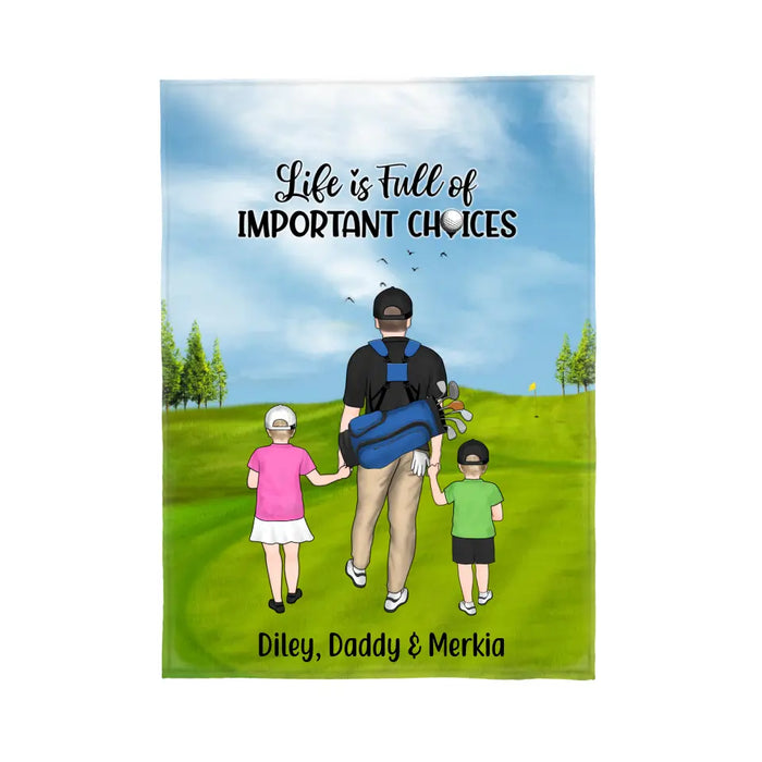 Personalized Blanket, Parents And Kids Golf Partners, Gift For Family And Golf Lovers