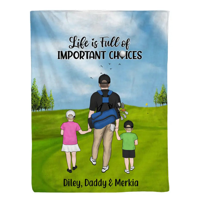 Personalized Blanket, Parents And Kids Golf Partners, Gift For Family And Golf Lovers