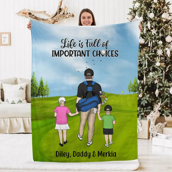 Personalized Blanket, Parents And Kids Golf Partners, Gift For Family And Golf Lovers