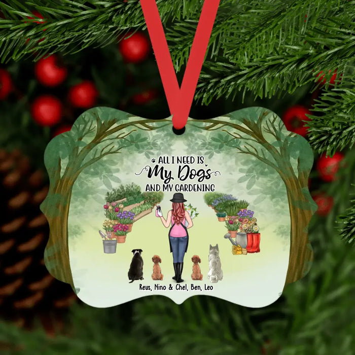 All I Need Is My Dogs And My Gardening - Personalized Christmas Gifts Custom Ornament For Dog & Gardening Lovers