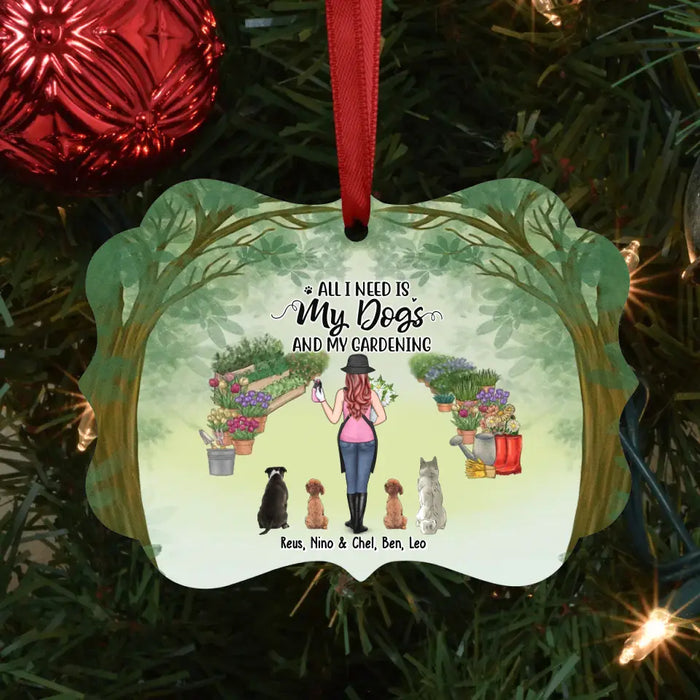 All I Need Is My Dogs And My Gardening - Personalized Christmas Gifts Custom Ornament For Dog & Gardening Lovers