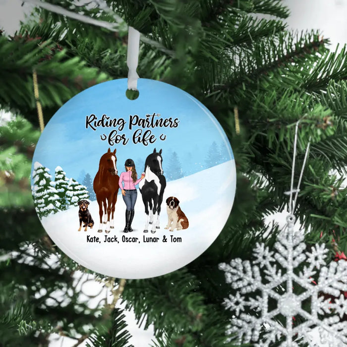 Riding Partners for Life - Personalized Gifts Custom Dog Ornament for Her, Dog Lovers, Horse Lovers