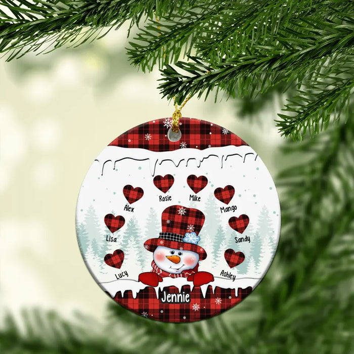 Snowman Nana Grandma Sweet Heart Kids - Personalized Christmas Gifts Custom Ornament for Grandma, Mama