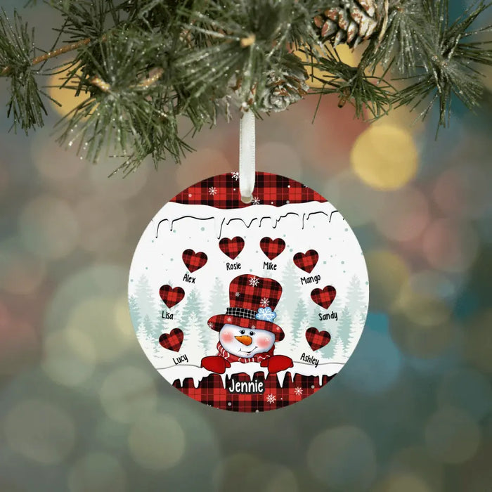 Snowman Nana Grandma Sweet Heart Kids - Personalized Christmas Gifts Custom Ornament for Grandma, Mama