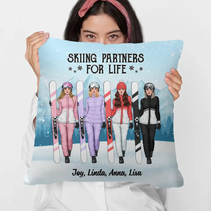 Skiing Partners For Life - Personalized Pillow For Friends, For Her, Skiing