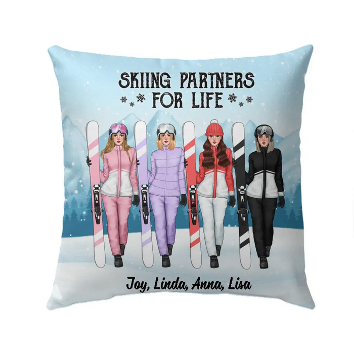 Skiing Partners For Life - Personalized Pillow For Friends, For Her, Skiing