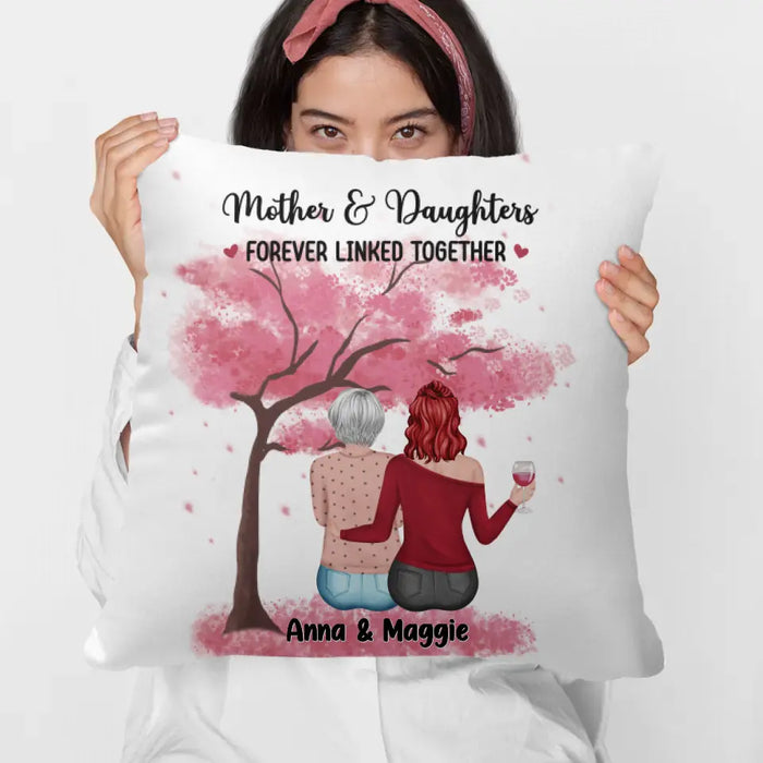 Mother Daughter Forever Linked Together - Personalized Gifts Custom Pillow for Mom