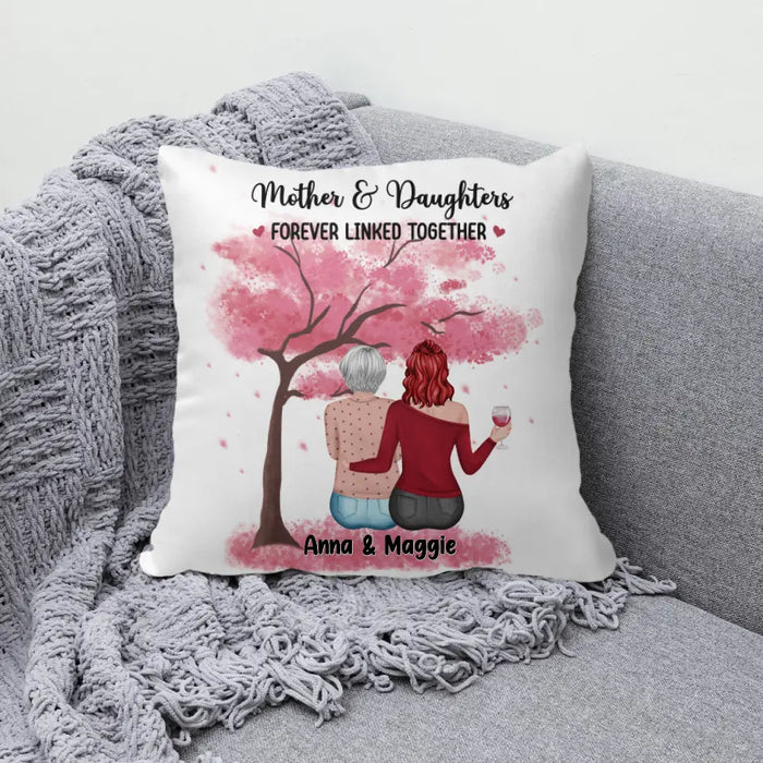 Mother Daughter Forever Linked Together - Personalized Gifts Custom Pillow for Mom