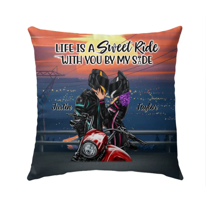 Life Is A Sweet Ride - Personalized Pillow For Couples, Him, Her, Motorcycle Lovers