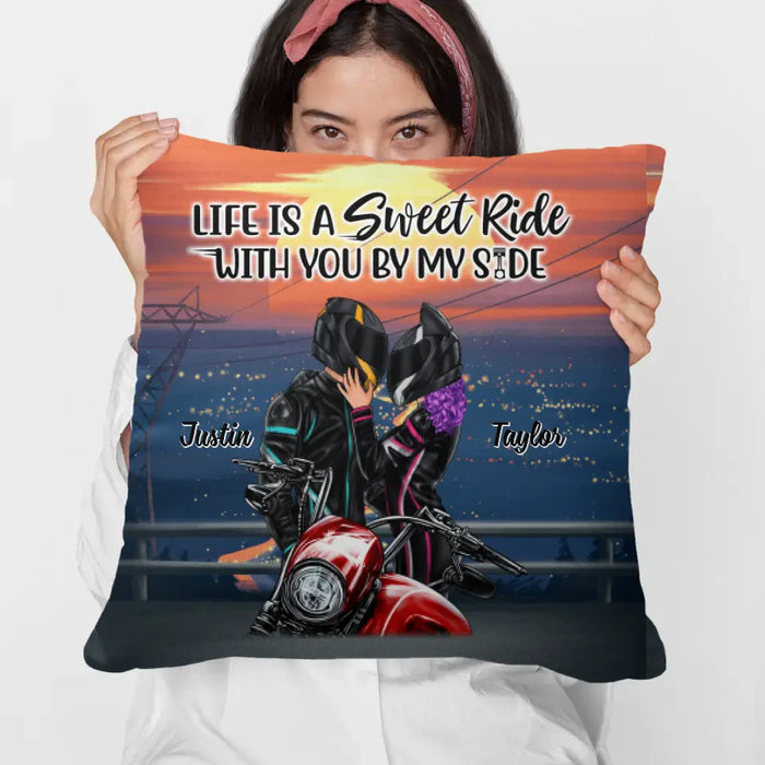 Life Is A Sweet Ride - Personalized Pillow For Couples, Him, Her, Motorcycle Lovers