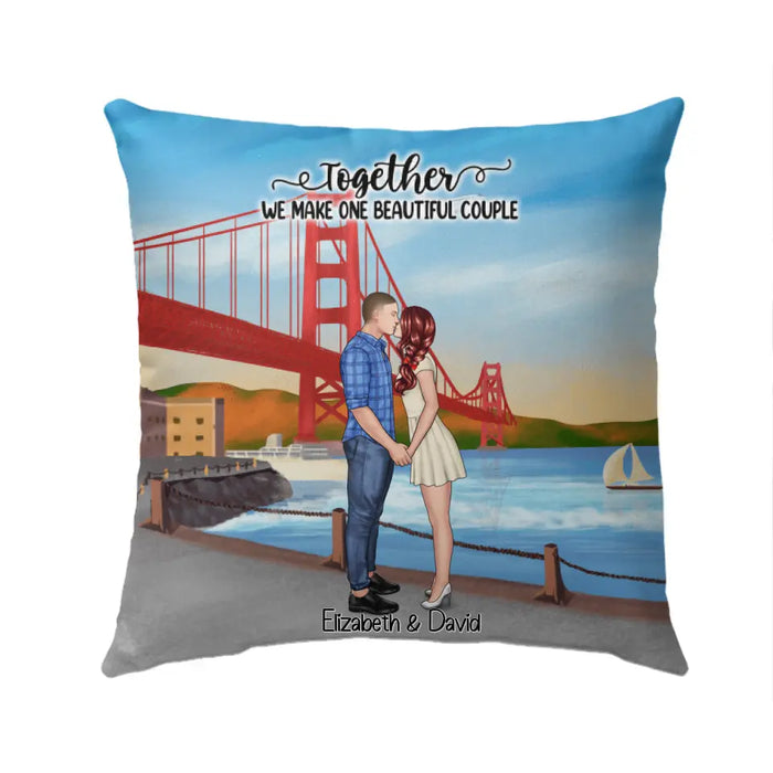 Golden Gate Bridge Couple - Personalized Pillow For Couples, Valentine's Day