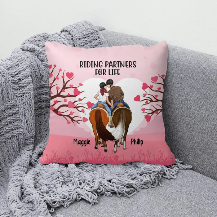 Riding Partners For Life- Personalized Pillow For Couples, Horseback Riding, Horse Lovers