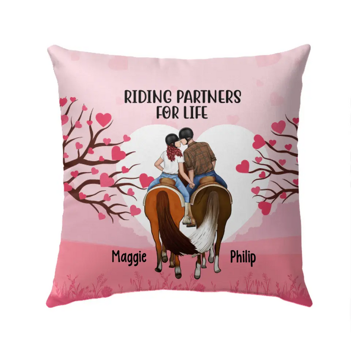 Riding Partners For Life- Personalized Pillow For Couples, Horseback Riding, Horse Lovers