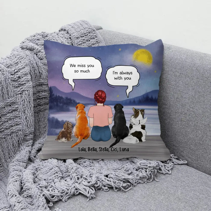 Up to 4 Dogs in Conversation with Dog Mom - Personalized Gifts Custom Memorial Pillow for Dog Mom, Memorial Gifts