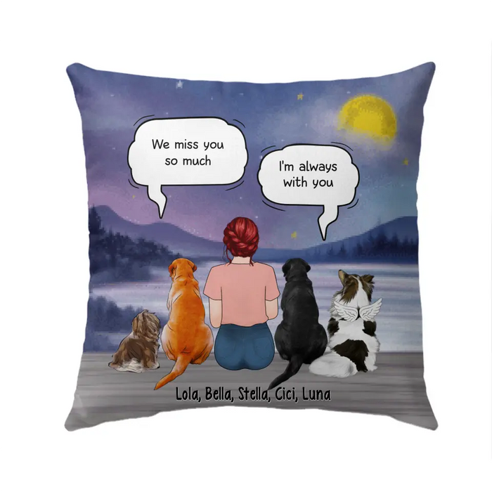 Up to 4 Dogs in Conversation with Dog Mom - Personalized Gifts Custom Memorial Pillow for Dog Mom, Memorial Gifts