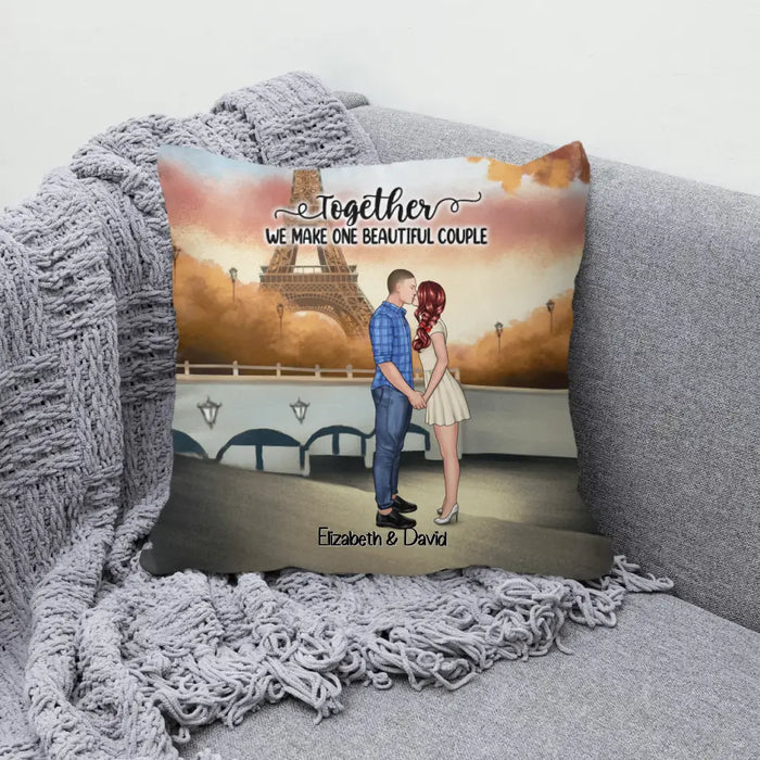 Eiffel Tower Beautiful Couple - Personalized Pillow For Couples, Valentine's Day