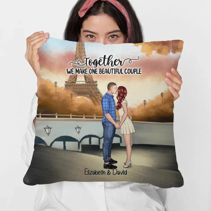 Eiffel Tower Beautiful Couple - Personalized Pillow For Couples, Valentine's Day