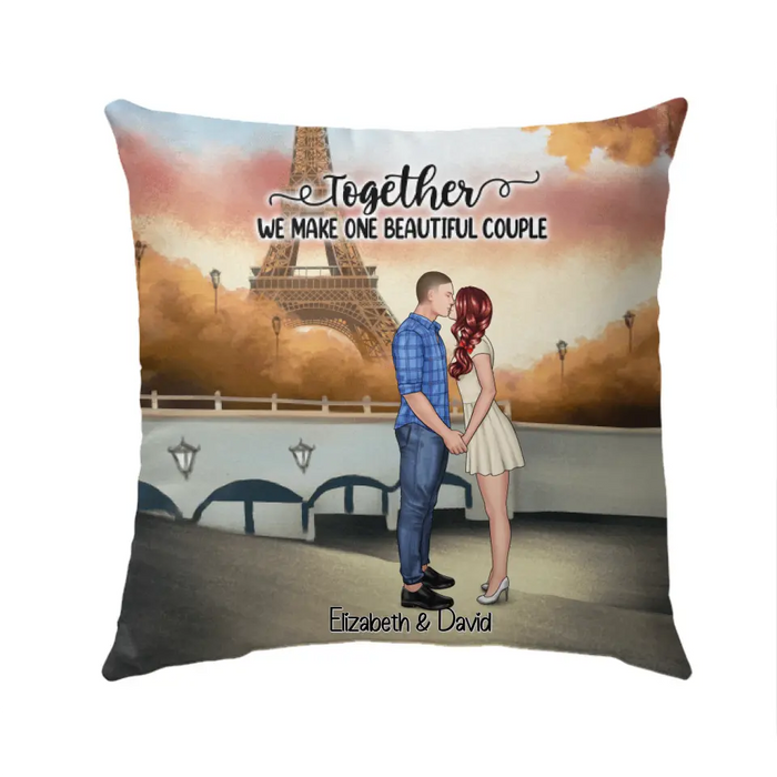 Eiffel Tower Beautiful Couple - Personalized Pillow For Couples, Valentine's Day