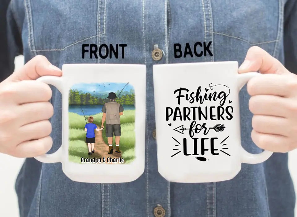 Fishing Partners For Life - Personalized Mug For Grandpa, Kid, Fishing