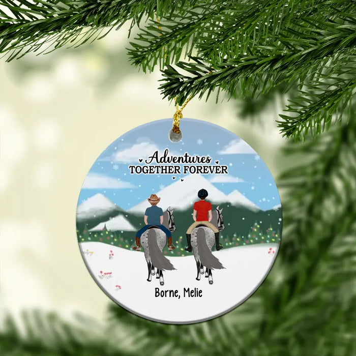 Adventures Together Forever - Personalized Ornament, Horseback Riding Parent with Kids, Christmas Gift For Horse Lovers