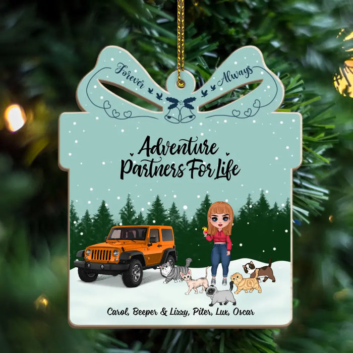 Adventure Partners For Life - Personalized Gifts Custom Wooden Ornament for Her, Cat and Car Lovers