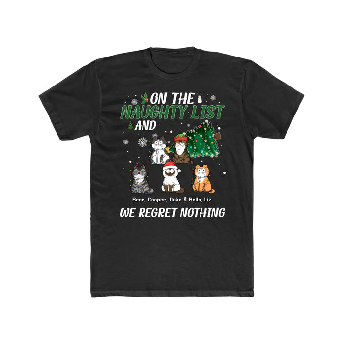 On the Naughty List and We Regret Nothing - Christmas Personalized Gifts Custom Shirt for Cat Lovers