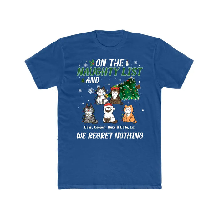 On the Naughty List and We Regret Nothing - Christmas Personalized Gifts Custom Shirt for Cat Lovers