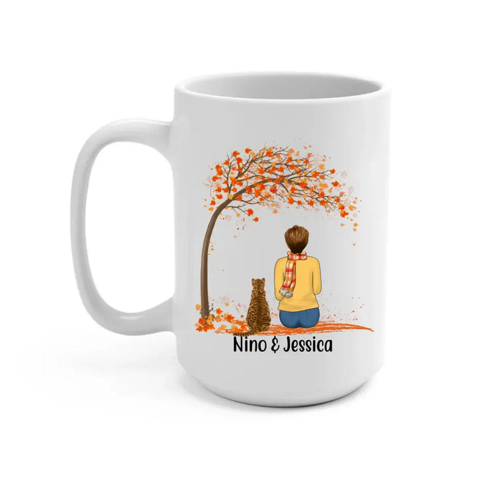 Personalized Mug, A Girl Who Loves Fall And Cats, Fall Gift For Cat Lovers