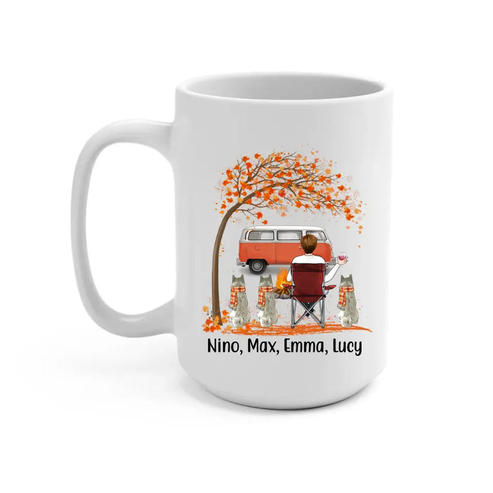 Personalized Mug, A Girl Her Dogs And Her Camping It's A Beautiful Thing - Fall Season Gift, Gift For Campers And Dog Lovers